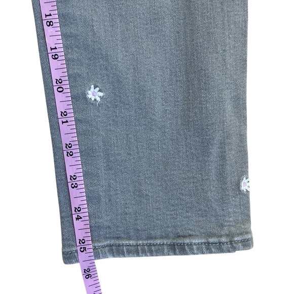LOFT Flower Daisy Embroidered Jeans Grey White Curvy Skinny Ankle Spring 10/30 - Picture 13 of 16